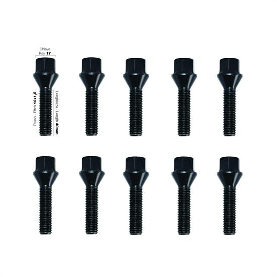 10 black bolts key 17 12x1.5 l.40mm