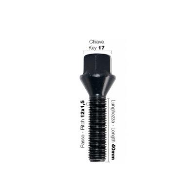 10 black bolts key 17 12x1.5 l.40mm