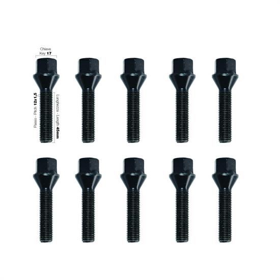 10 black bolts key 17 12x1.5 l.45mm