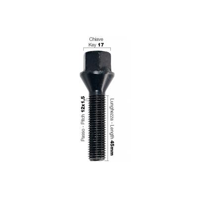 10 bulloni neri ch.17 12x1.5 l.45mm