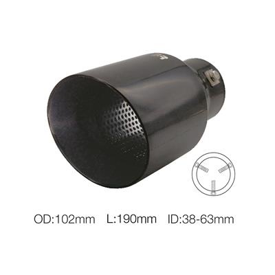 Muffler Tip round slant stainless black steel outlet 102 mm