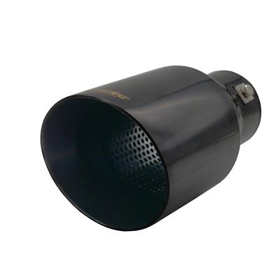 Muffler Tip round slant stainless black steel outlet 102 mm