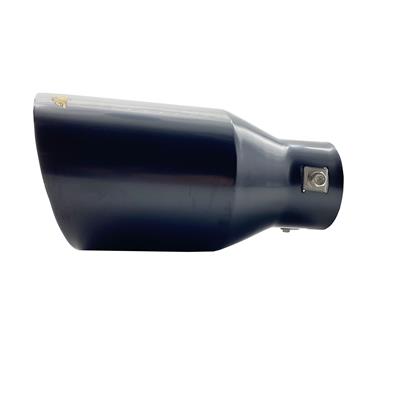 Muffler Tip round slant stainless black steel outlet 102 mm
