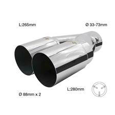 Muffler Tip round double straight offset stainless steel