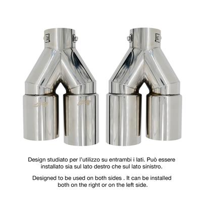 Muffler Tip round double straight offset stainless steel