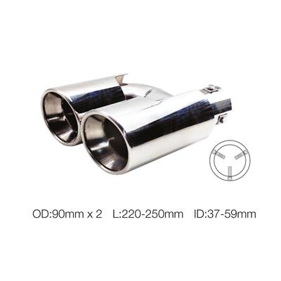Muffler Tip round id 37-59mm double straight stainless steel
