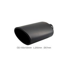 Muffler Tip oval id 37-54mm slant stainless steel black