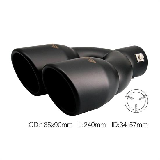Muffler Tip round double stainless steel black