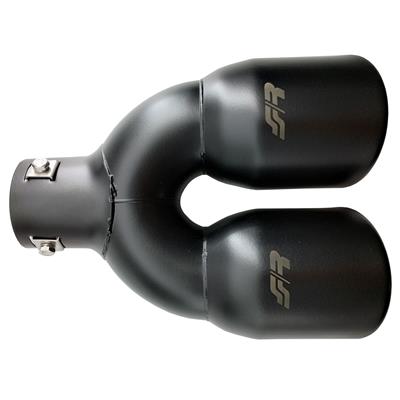Muffler Tip round double stainless steel black