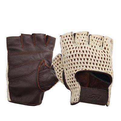 Gloves Vintage brown fingerless with mesh size L