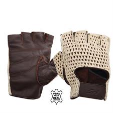 Gloves Vintage brown fingerless with mesh size M