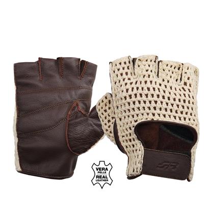 Gloves Vintage brown fingerless with mesh size XL