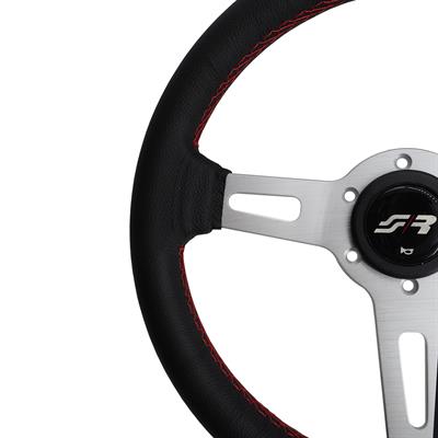 Classic Steering Wheel Epoca - Leather with Red seams