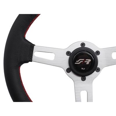 Classic Steering Wheel Epoca - Leather with Red seams