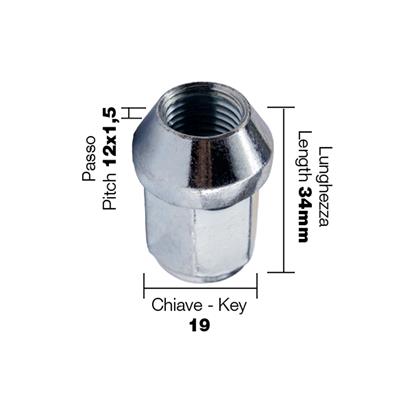 10 dadi chiusi ch.19 12X1.5 l.34mm