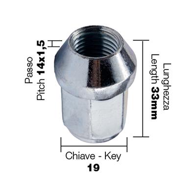 10 dadi chiusi ch.19 14X1.5 l.33mm