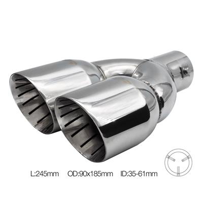Muffler Tip round id 35-61mm double slant stainless steel