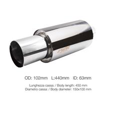 Muffler round straight stainless steel