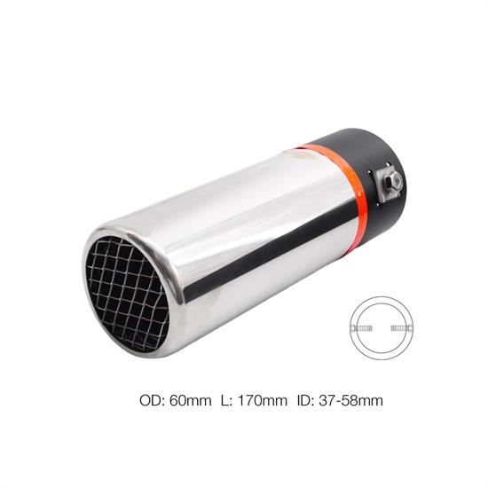 Muffler Tip round id 37-58mm slant stainless steel