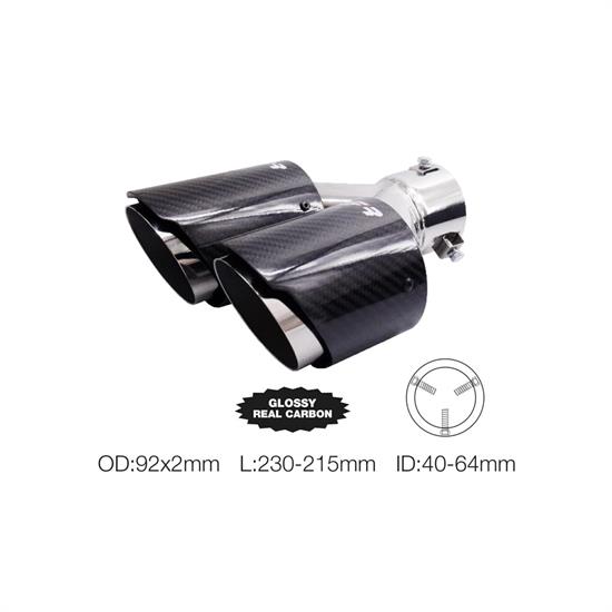 Muffler Tip round double shifted outlet carbon & stainless steel