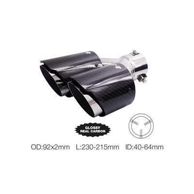 Muffler Tip round double shifted outlet carbon & stainless steel