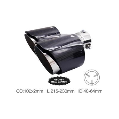 Muffler Tip round double shifted outlet carbon & stainless steel