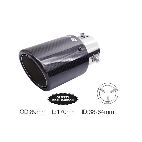 Terminale rotondo inclinato carbonio uscita 89 mm
