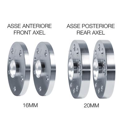 Kit distanziali ruota 2X16mm + 2X20mm con bulloneria
