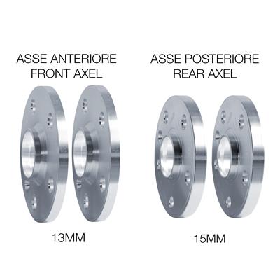 Kit wheel spacers 2x13mm + 2x15mm with bolts