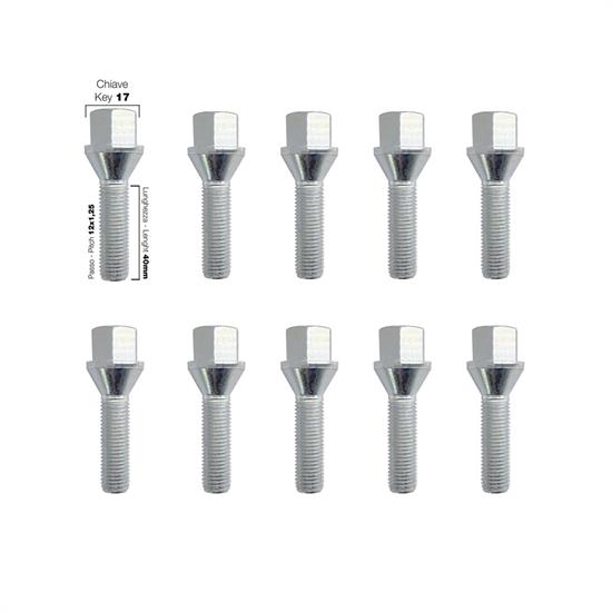 10 bulloni ch.17 12x1.25 l.40mm