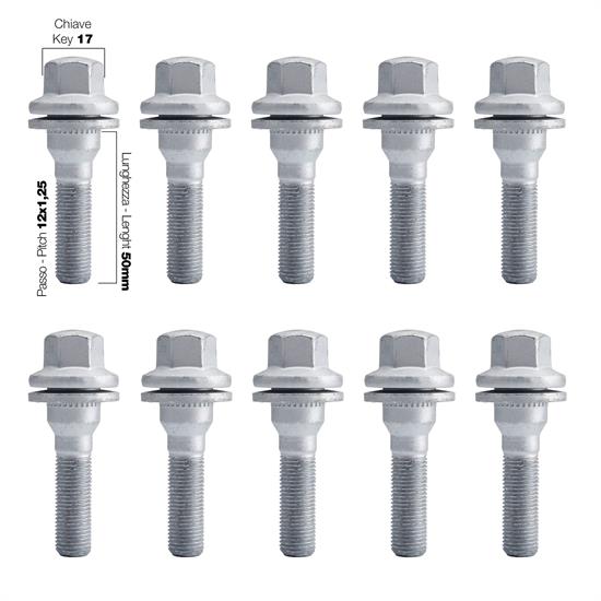 10 bolts key 17 12x1.25 l. 40mm flat head