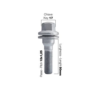 10 bulloni ch.17 12x1.25 l50 mm testa piatta