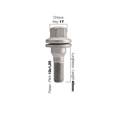 10 bulloni ch.17 12x1.25 l40 mm testa piatta