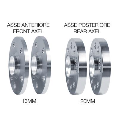 Kit distanziali ruota 2X13mm + 2X20mm con bulloneria