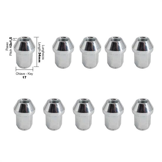 10 dadi chiusi ch.17 12X1.5 l.34mm