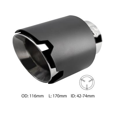 Muffler Tip round id 42-74mm stainless steel black