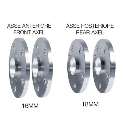 Kit distanziali ruota 2X16mm + 2X18mm con bulloneria