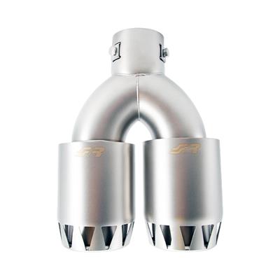 Terminale doppio rotondo acciaio inox satinato
