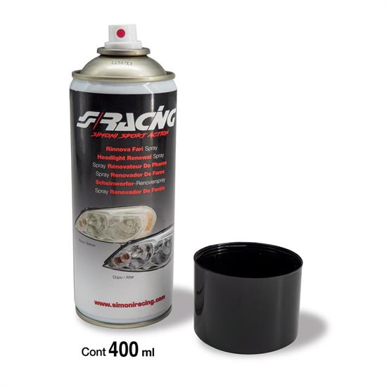 Yellowed headlight restoration spray
