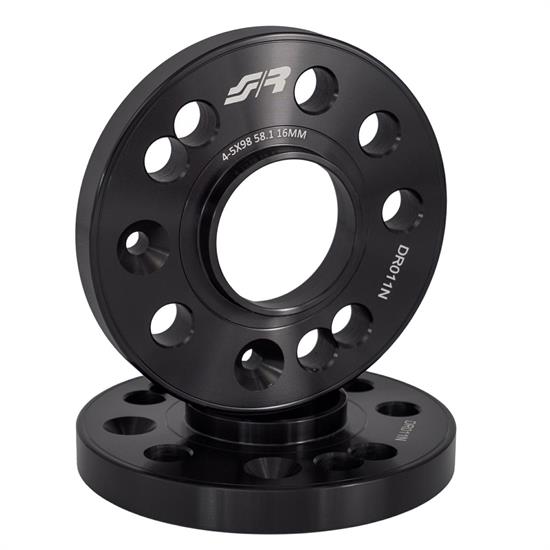 2 distanziali alluminio nero 16mm 4/5x98 mozzo 58,1