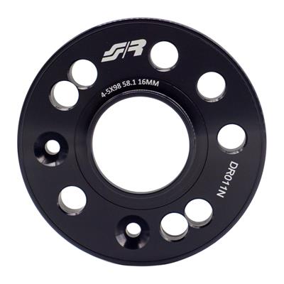 2 distanziali alluminio nero 16mm 4/5x98 mozzo 58,1