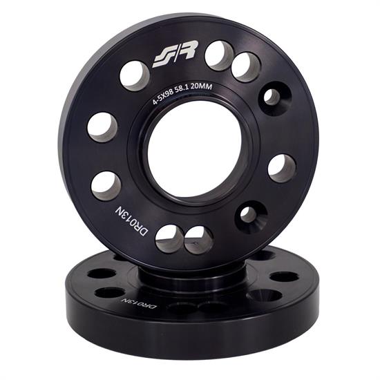 2 wheel spacers black aluminium 20mm 5x98 center hole 58,1