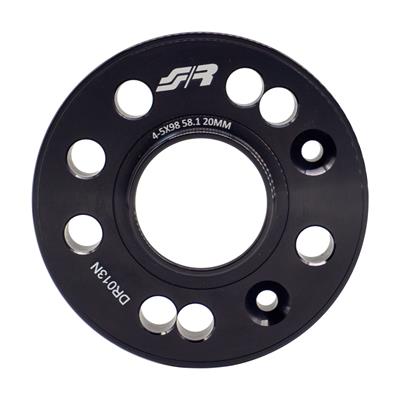 2 wheel spacers black aluminium 20mm 5x98 center hole 58,1