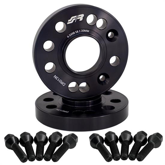 2 wheel spacers black 20mm 5x98 center hole 58,1 with bolts