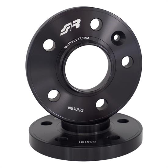2 wheel spacers black aluminium 17,5mm 5x100 center hole 65,1