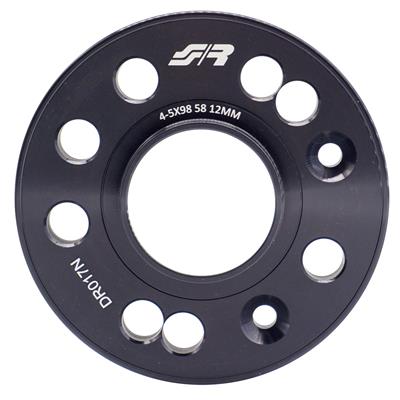 2 wheel spacers black aluminium 12mm 4-5x98 center hole 58,1