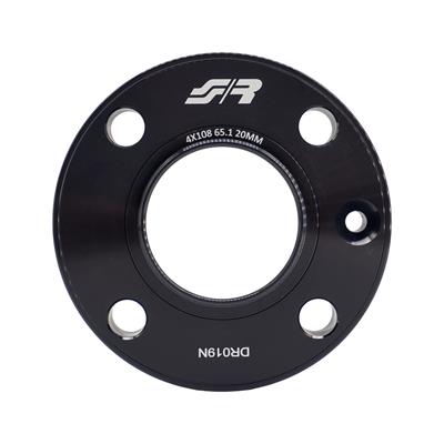2 wheel spacers black aluminium 20mm 4x108 center hole 65,1