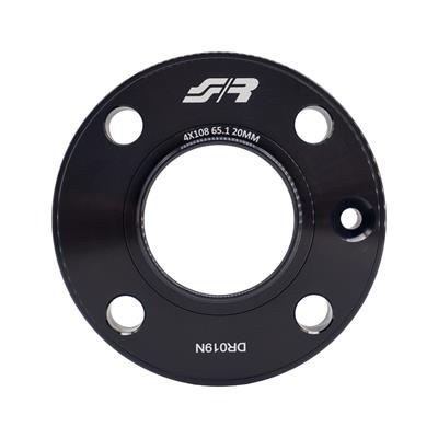 2 distanziali ruota neri 20mm 4x108 centraggio 65,1 con bull.