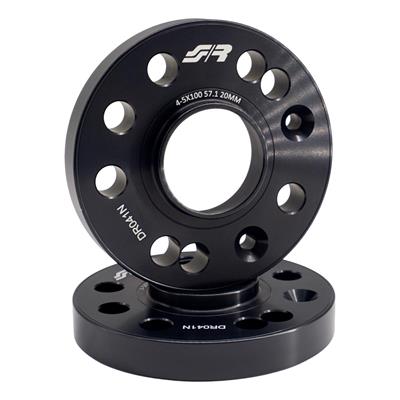 2 wheel spacers black aluminium 20mm 4-5x100 center hole 57,1
