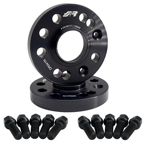 2 distanziali ruota neri 20mm 4-5x100 57,1 con bulloneria sfer.